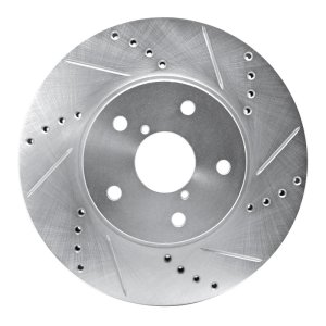 Subaru Legacy Brake Rotor (1) - Front Right - R1 Concepts - Drilled & Slotted - Silver - `15-`19